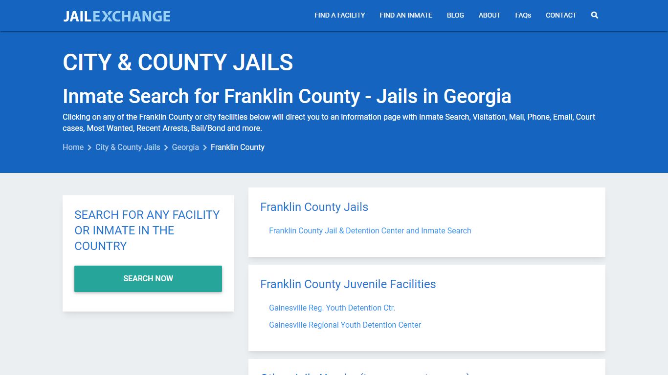 Inmate Search for Franklin County | Jails in Georgia - Jail Exchange